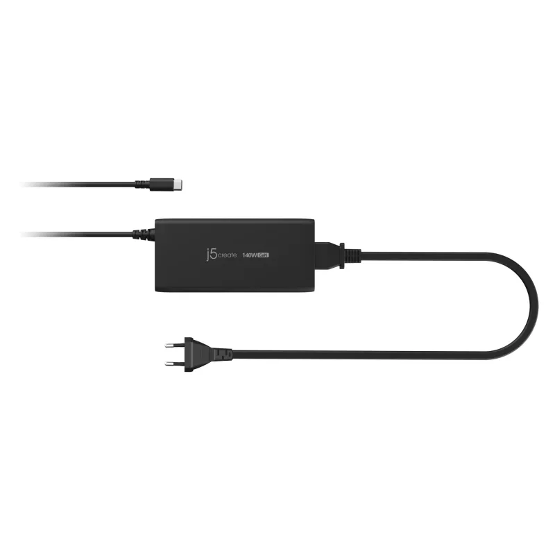 USB-C GaN lādētājs j5create JUP17140 140W PD3.1, iekštelpām, melns, 59×127×30,5 mm