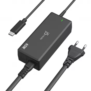 USB-C PD strāvas adapteris j5create JUP1265 — 65 W, iekštelpu, melns, plastmasa, 118×32×50 mm (ES)