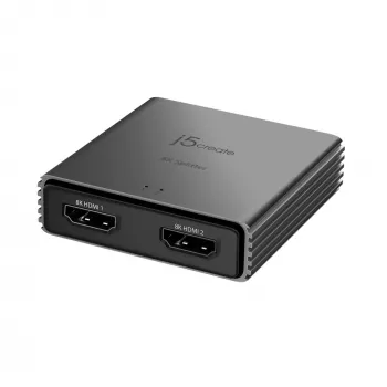 j5create JDSH812 8K HDMI™ 2.1 2 virzienu sadalītājs, HDMI, 2x HDMI, 7680 x 4320 pikseļi, Pelēks, Alumīnijs, 8K Ultra HD