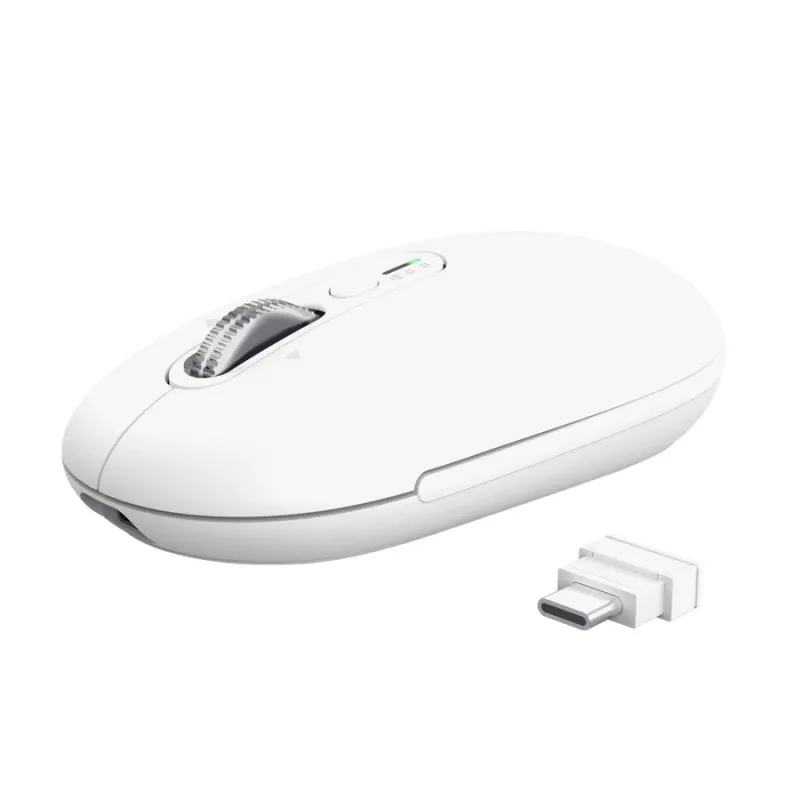 Bezvadu biroja pele TRUST Seron plāns Multi – piemērota abām rokām, RF + Bluetooth, Optiskā 3200 DPI, 7 pogas, balta