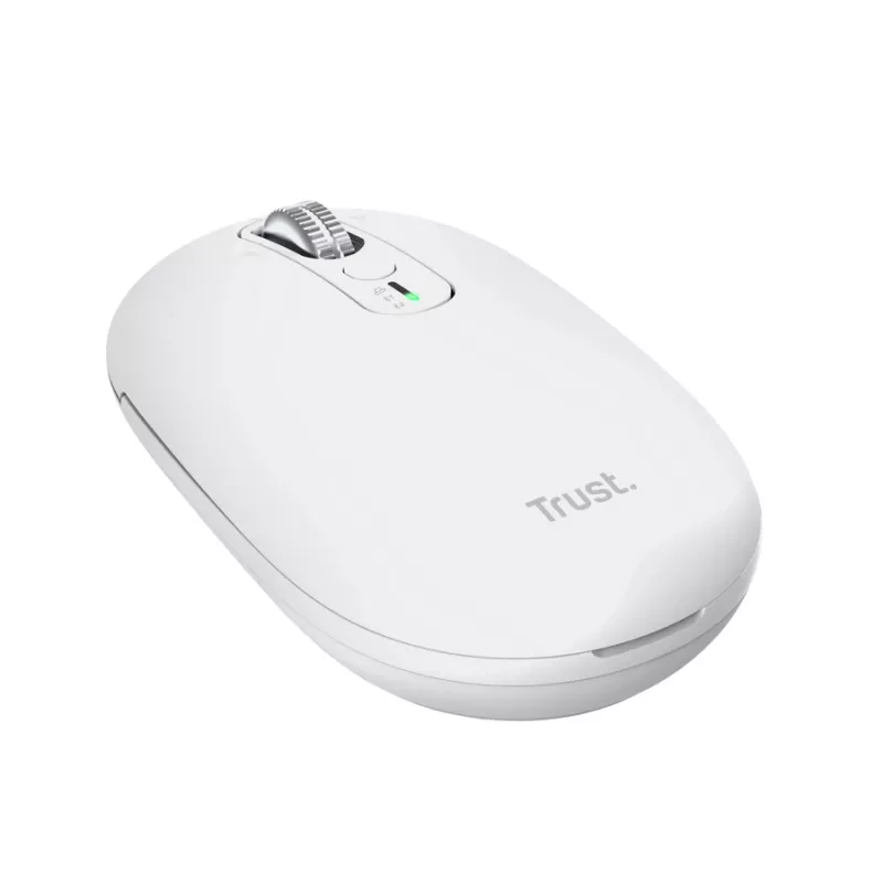 Bezvadu biroja pele TRUST Seron plāns Multi – piemērota abām rokām, RF + Bluetooth, Optiskā 3200 DPI, 7 pogas, balta