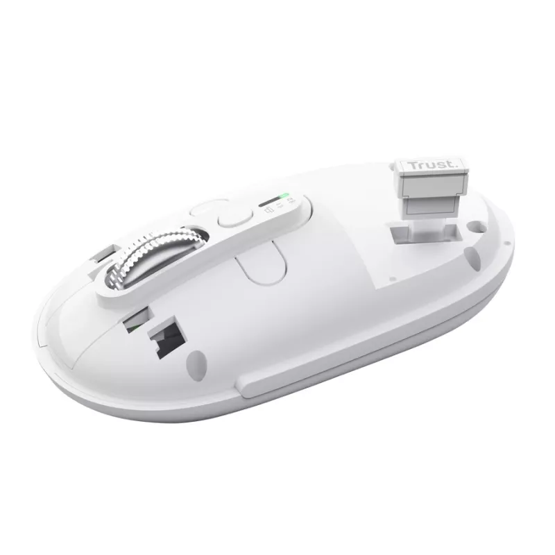 Bezvadu biroja pele TRUST Seron plāns Multi – piemērota abām rokām, RF + Bluetooth, Optiskā 3200 DPI, 7 pogas, balta