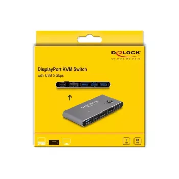 KVM slēdzis DeLOCK DisplayPort 8K 30 Hz ar USB 5 Gbps