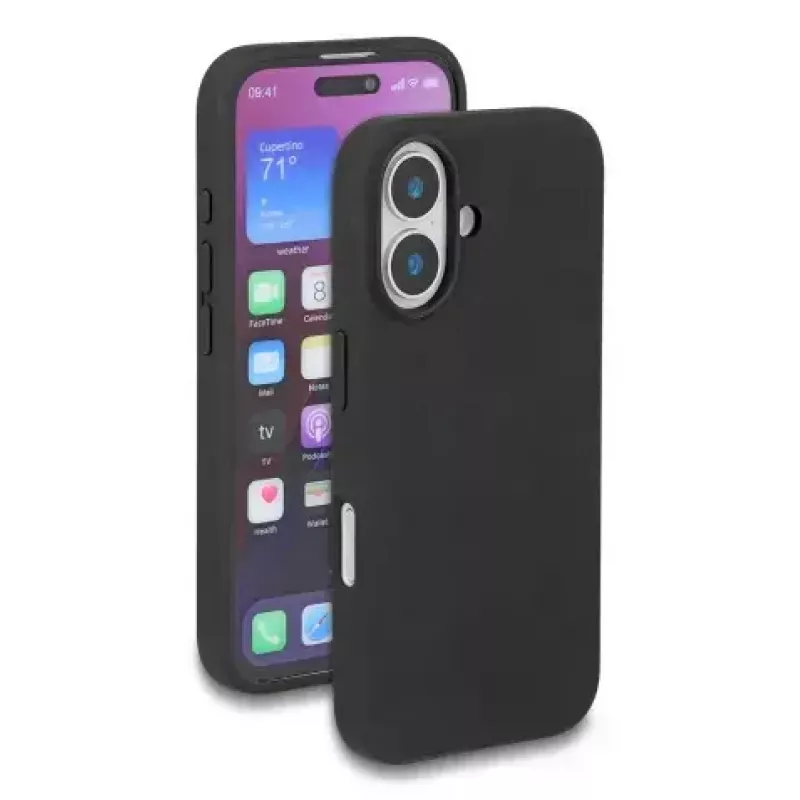Aizsargājošs silikona Soft-Touch vāciņš iPhone 17 no DELOCK, melns, piemērots 6,3 collu (16 cm) ekrānam