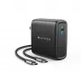 TARGUS 100W GaN maiņstrāvas lādētājs portatīvajam datoram, viedtālrunim, planšetdatoram — 1× USB-C, 2 m kabelis, melns