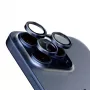 PanzerGlass Hoops kameru objektīvu aizsargstikls iPhone 15 Pro 15 Pro Max zils titāns izturīgs pret skrāpējumiem un triecieniem