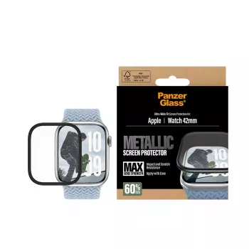 Ekrāna aizsargs PanzerGlass ar melnu metāla rāmi Apple Watch (modelis PG38147)