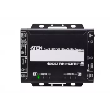 AV raidītājs un uztvērējs ATEN True 4K HDMI/USB HDBT3.0-Lite – 4096×2160 @ līdz 40 m, USB Type-A/Type-B, līdzstrāvas barošana