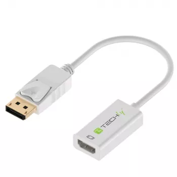 Techly DisplayPort 1.2 vīr./HDMI siev. adapteris 15 cm balts IADAP DP-HDMIF2