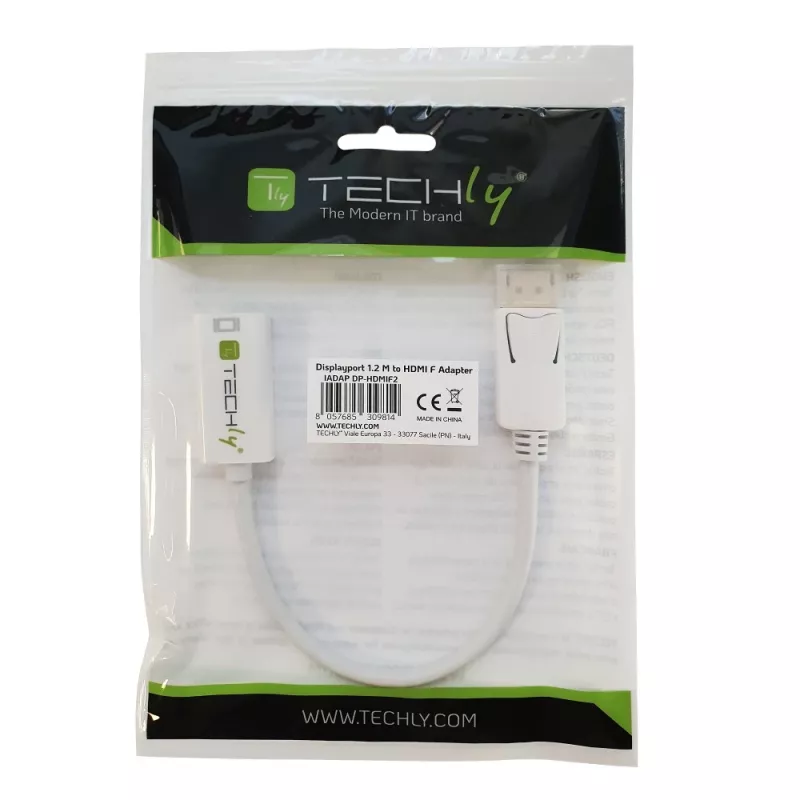 Techly DisplayPort 1.2 vīr./HDMI siev. adapteris 15 cm balts IADAP DP-HDMIF2