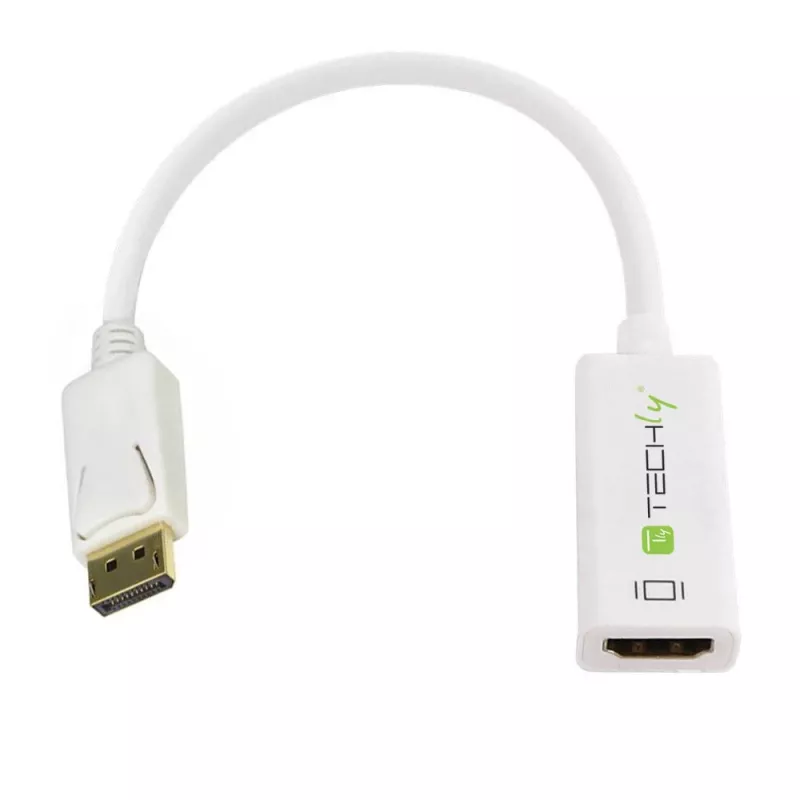 Techly DisplayPort 1.2 vīr./HDMI siev. adapteris 15 cm balts IADAP DP-HDMIF2