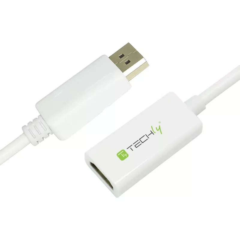 Techly DisplayPort 1.2 vīr./HDMI siev. adapteris 15 cm balts IADAP DP-HDMIF2