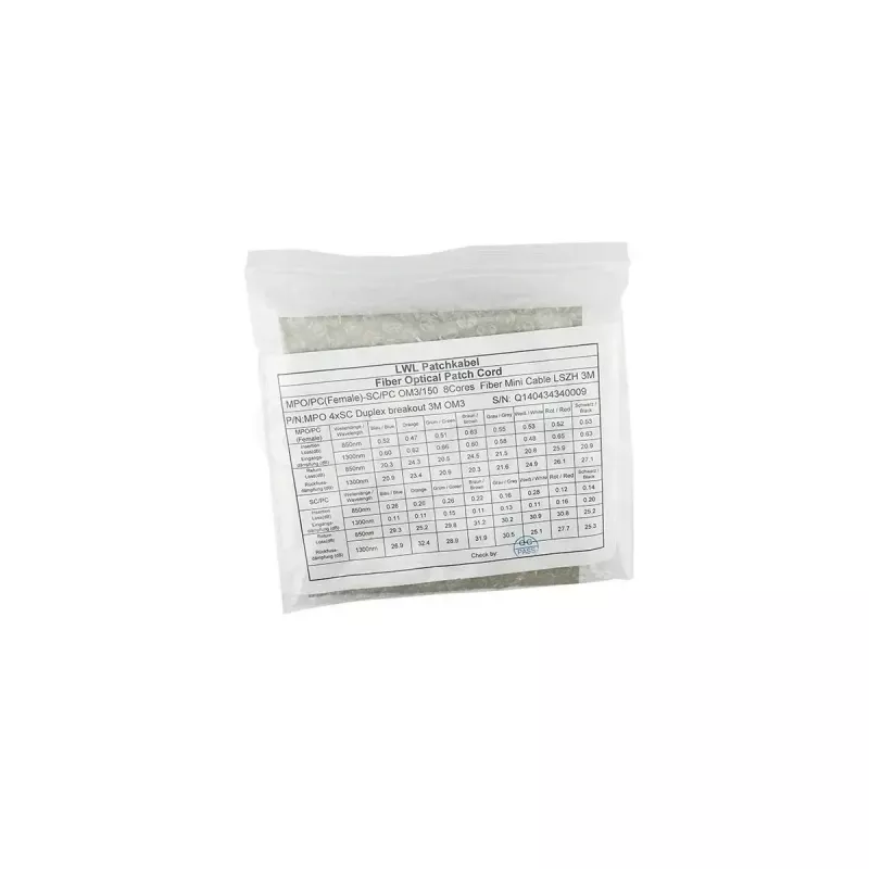 BlueOptics optiskās šķiedras kabelis SFP5142BU10MKB 10 m, G.657.A1, 4x SC uz MPO, dzeltens