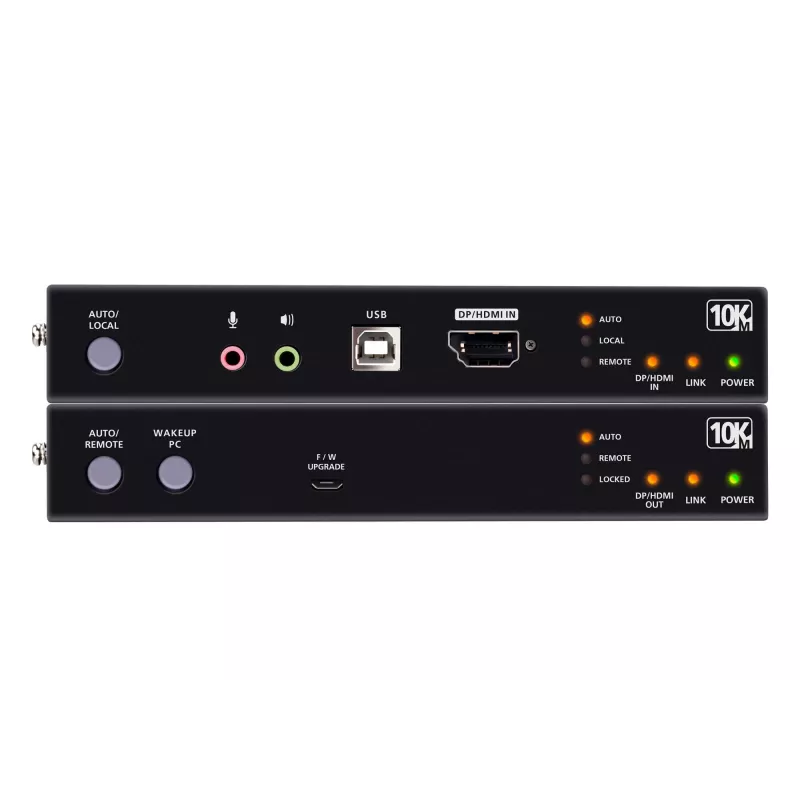 ATEN True 4K DP/HDMI Optical KVM 10km, raidītājs un uztvērējs, vadu, 10000 m, 4096 x 2160 pikseļi, melns, metāls