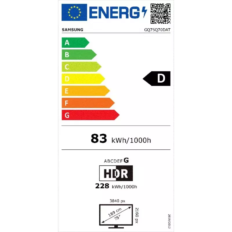 Samsung Q70D GQ75Q70DAT 190.5 cm (75 collu) 4K Ultra HD viedais televizors Wi-Fi melns