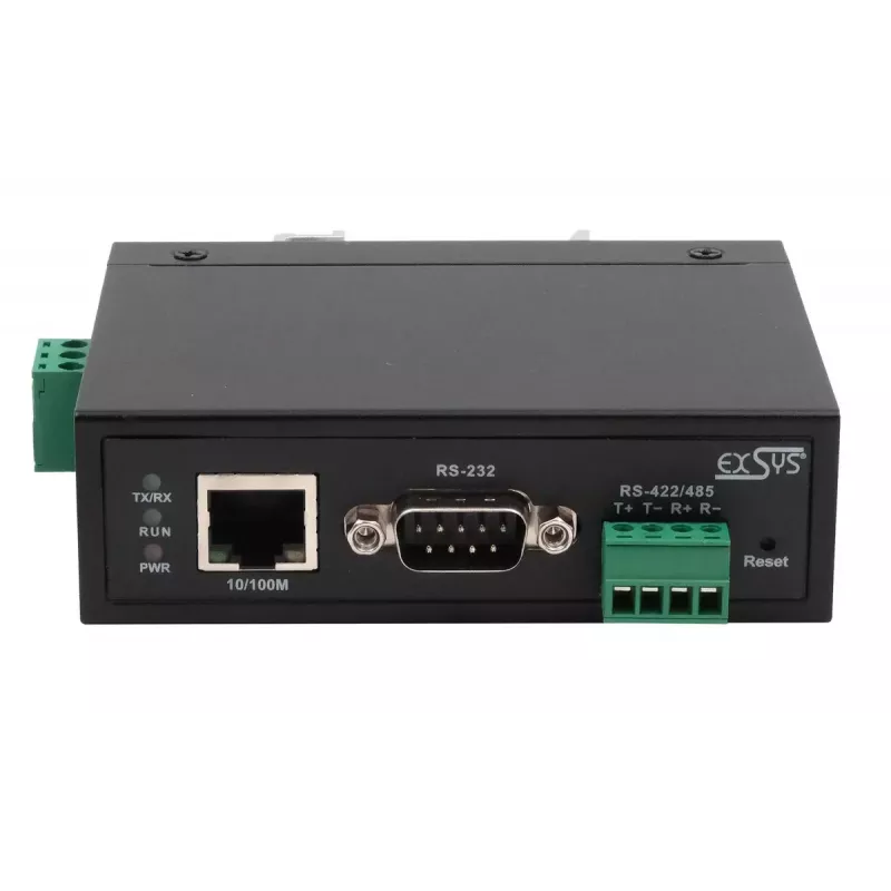 EXSYS EX-61001 seriālais serveris RS-232/422/485 līdzstrāva 12-48V