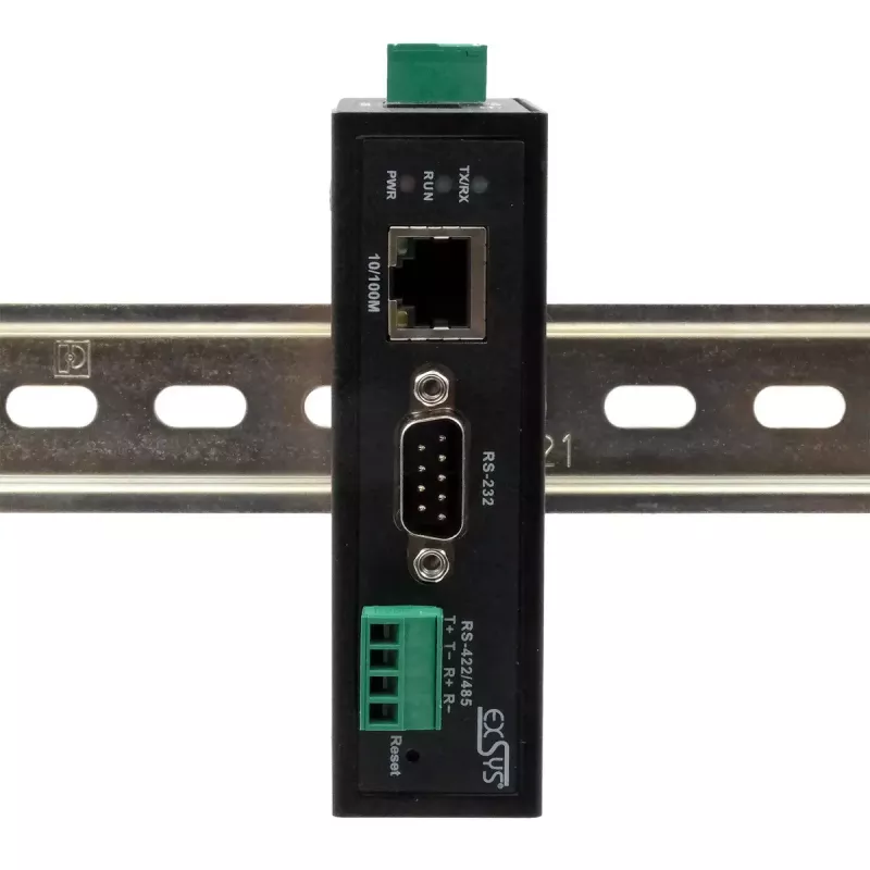 EXSYS EX-61001 seriālais serveris RS-232/422/485 līdzstrāva 12-48V