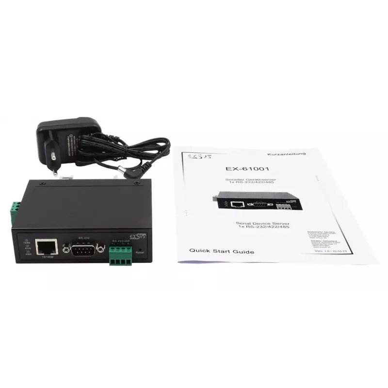 EXSYS EX-61001 seriālais serveris RS-232/422/485 līdzstrāva 12-48V