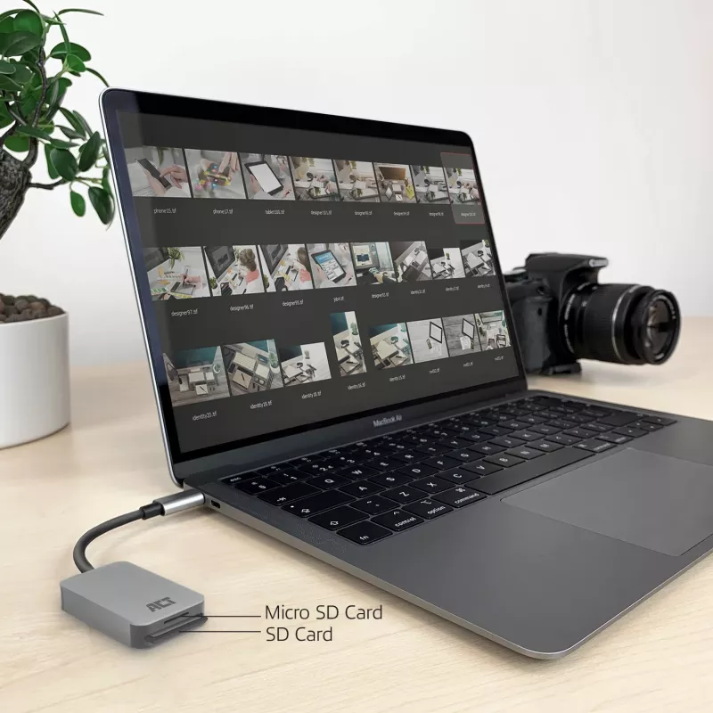 Karšu lasītājs ACT AC7056 USB 3.2 Gen 1 Type-C pelēks MicroSD SD