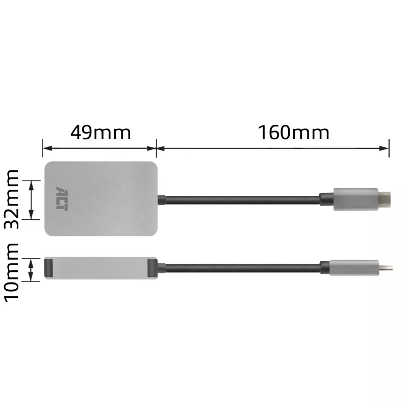 Karšu lasītājs ACT AC7056 USB 3.2 Gen 1 Type-C pelēks MicroSD SD