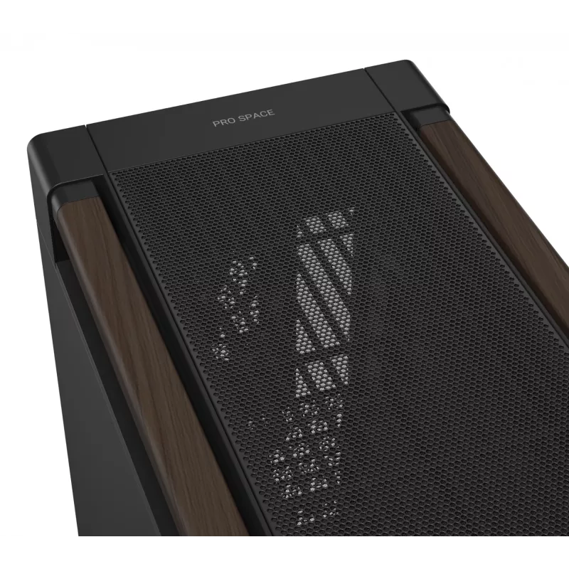 PC Case ASUS ProArt PA602 Wood Edition Midi Tower — Melns & Wood, atbalsta ATX/EATX, 2x200mm priekšā, 1x140mm aizmugurē