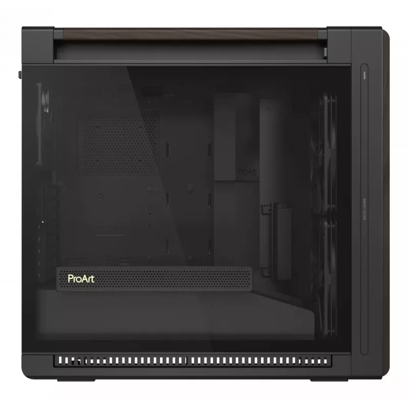ASUS ProArt PA602 Wood Edition Modern Melns - Rūdīta stikla panelis Midi Tower Melns, Koks