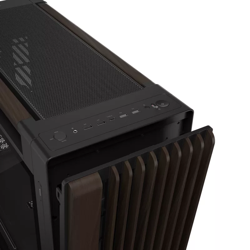 ASUS ProArt PA602 Wood Edition Modern Melns - Rūdīta stikla panelis Midi Tower Melns, Koks