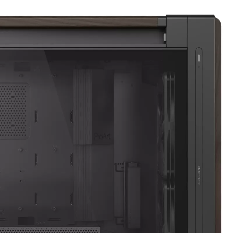 ASUS ProArt PA602 Wood Edition Modern Melns - Rūdīta stikla panelis Midi Tower Melns, Koks