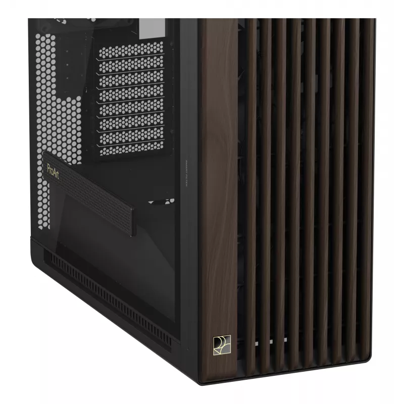 ASUS ProArt PA602 Wood Edition Modern Melns - Rūdīta stikla panelis Midi Tower Melns, Koks