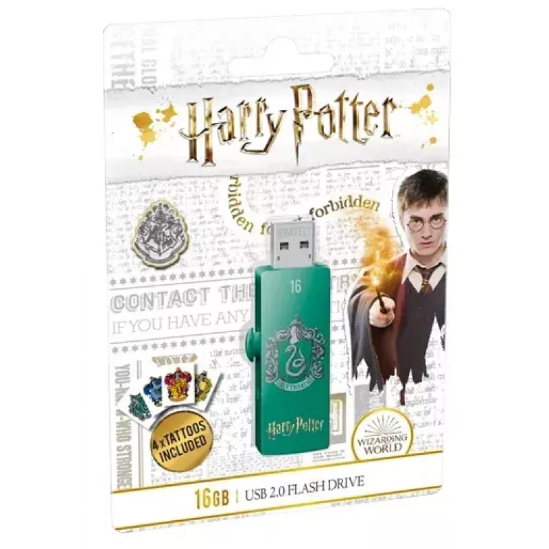 USB zibatmiņa EMTEC M730 Slytherin 16 GB, USB Type-A 2.0, bīdāms formas faktors, zaļa