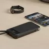 Ārējais akumulators MediaRange MRMA753 10 000 mAh LiPo ar iebūvētiem kabeļiem, LC-displejs, USB-C PD un Quick Charge, melns