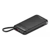 Ārējais akumulators MediaRange MRMA753 10 000 mAh LiPo ar iebūvētiem kabeļiem, LC-displejs, USB-C PD un Quick Charge, melns