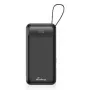 Ārējais akumulators MediaRange MRMA753 10 000 mAh LiPo ar iebūvētiem kabeļiem, LC-displejs, USB-C PD un Quick Charge, melns