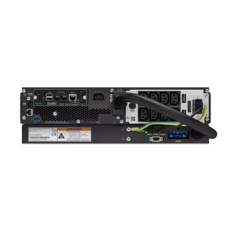 APC Smart-UPS On-Line, 1500VA, Rackmount 2U, 230V, 8x C13 IEC ligzdas, tīkla karte, ar sliežu komplektu, lietots bez Lithium-ion ārējā akumulatora