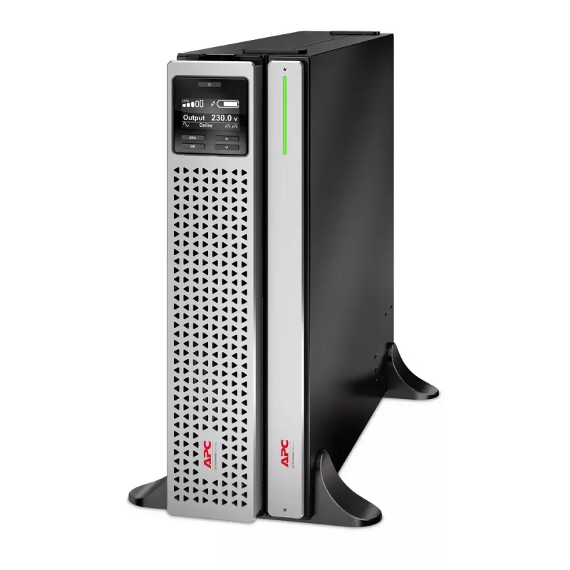 APC Smart-UPS On-Line, 1500VA, Rackmount 2U, 230V, 8x C13 IEC ligzdas, tīkla karte, ar sliežu komplektu, lietots bez Lithium-ion ārējā akumulatora