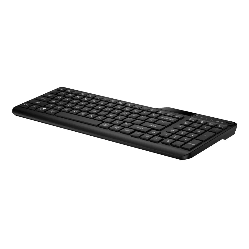 Bezvadu pilna izmēra tastatūra HP 475 — divu režīmu RF bezvadu un Bluetooth, membrānas, melna