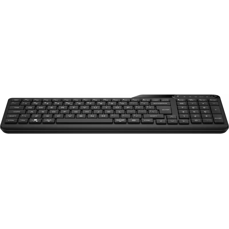 Bezvadu pilna izmēra tastatūra HP 475 — divu režīmu RF bezvadu un Bluetooth, membrānas, melna