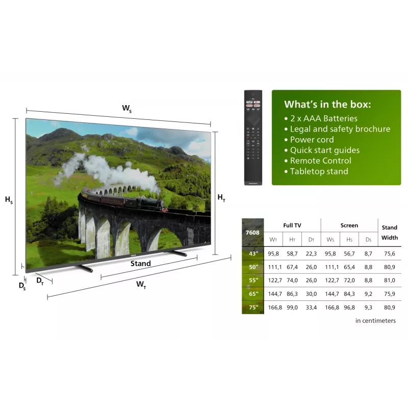 Philips 7600 series 75PUS7608/12 TV 190.5 cm (75 collas) 4K Ultra HD viedais televizors Wi-Fi Antracīts, Pelēks