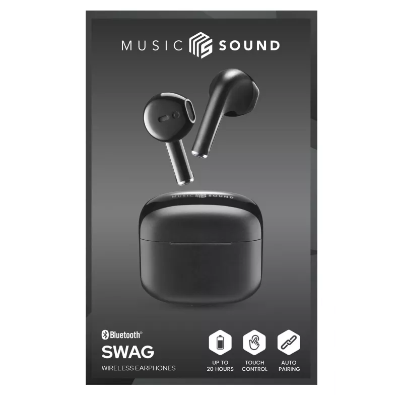 Music Sound Swag SWAG ir kapsulas formas Bluetooth austiņas, pieejamas daudzās spilgtās, supermodernās krāsās.