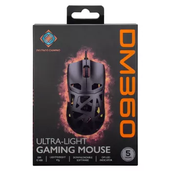 Spēļu pele DELTACO DM360 Ultra-Lightweight 47g, 12 400 DPI, 3327 sensors