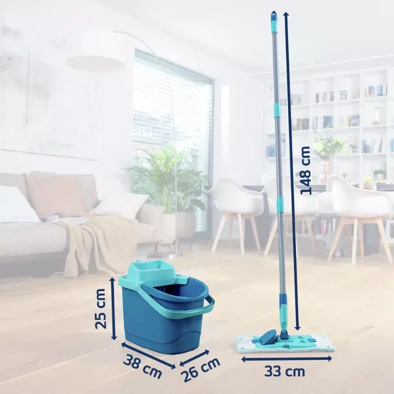 Grīdas tīrīšanas komplekts Leifheit PowerClean M 1055510 ar mikrošķiedras drānu un regulējamu kātu