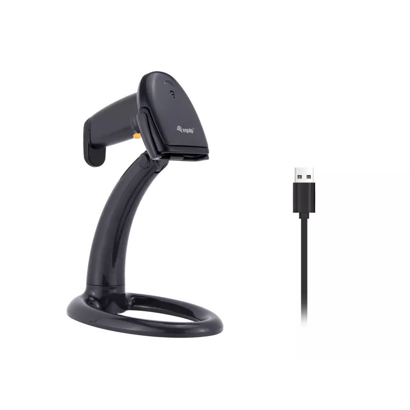 Rokas svītrkodu skeneris Equip USB 1D ar statīvu LED vadu 1,8 m