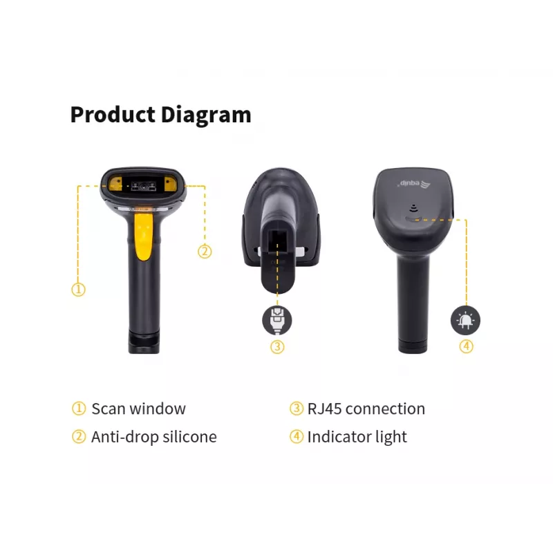 Rokas svītrkodu skeneris Equip USB 1D ar statīvu LED vadu 1,8 m
