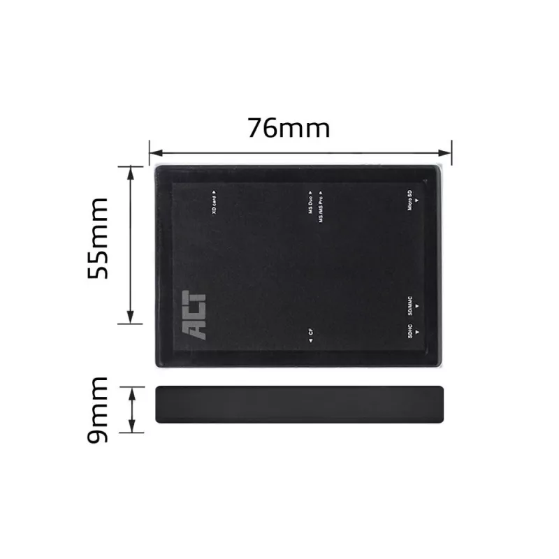 ACT USB 3.0 karšu lasītājs AC6370 CF MMC MS Duo MicroSD SDHC Melns