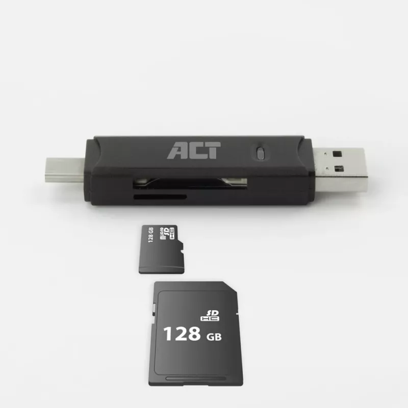 Karšu lasītājs ACT USB-C/USB-A 3.0 Melns