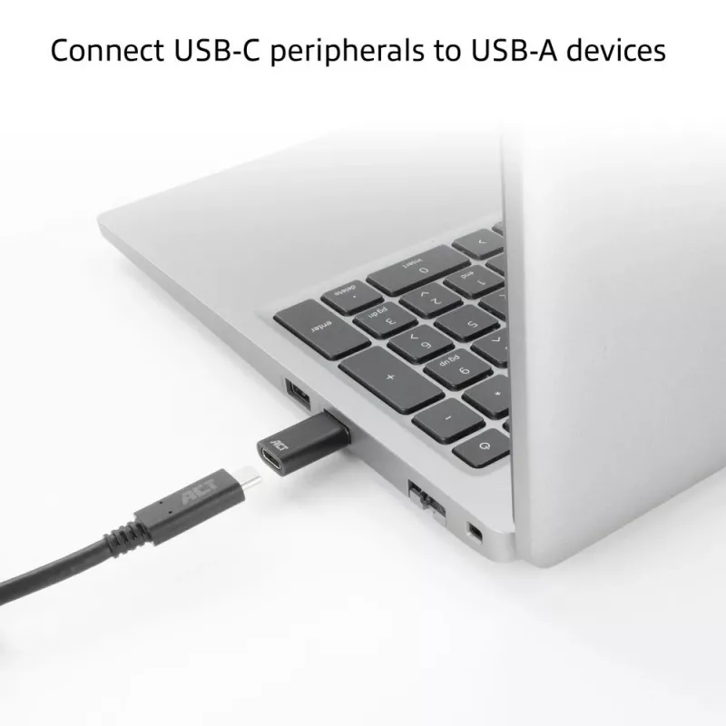 USB-A vīrišķais uz USB-C sievišķo adapteris ACT AC7376 melns