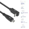 ACT USB 3.0 10Gbps 60W USB Type-C (taisns) uz USB Type-C (augšup/lejup leņķveida) Kabelis, 2 metri