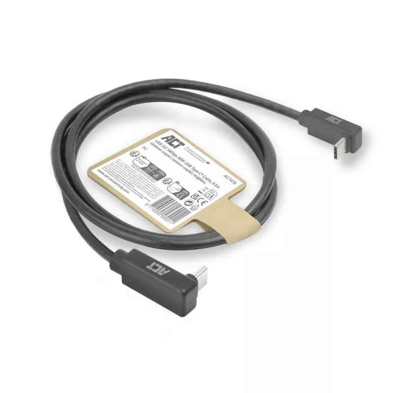 ACT USB 3.0 10Gbps 60W USB Type-C (augšup/lejup vērsts) uz USB Type-C (augšup/lejup vērsts) kabelis, 1 metrs