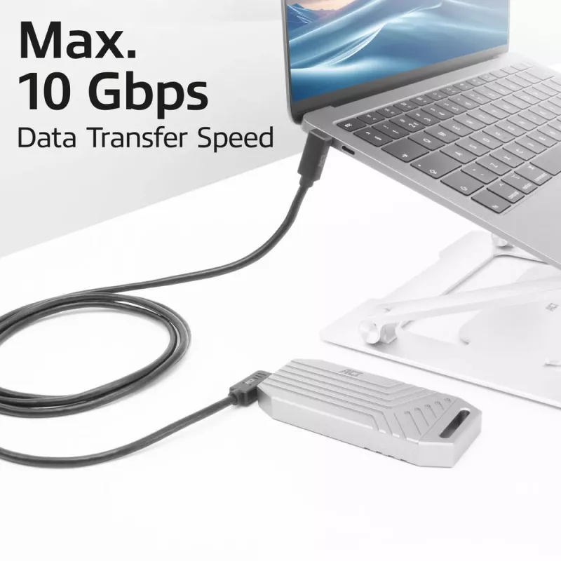 ACT USB 3.0 10Gbps 60W USB Type-C (kreisais/labais leņķis) uz USB Type-C (augšup/lejup vērsts leņķis) kabelis, 1 metrs