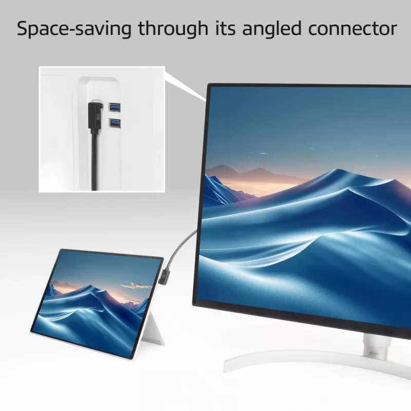 ACT USB 3.0 10Gbps 60W USB Type-C (kreisā/labā leņķī) uz USB Type-C (augšup/lejup vērsts leņķis) kabelis, 2 metri